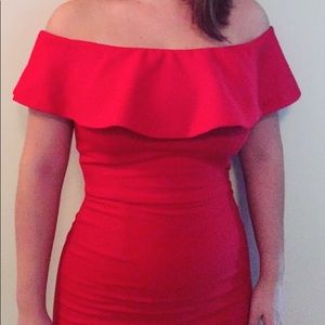 Zara Off the shoulder red dress